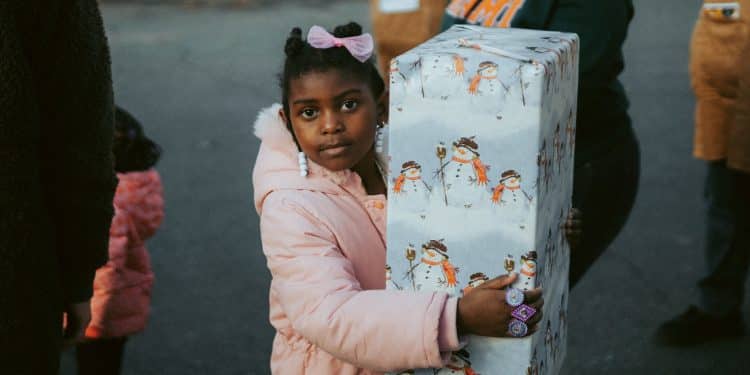 Little Girl with a Christmas Present