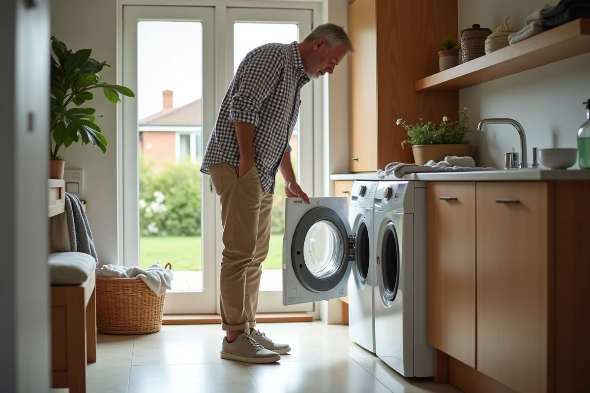 Homme inspectant le tambour d