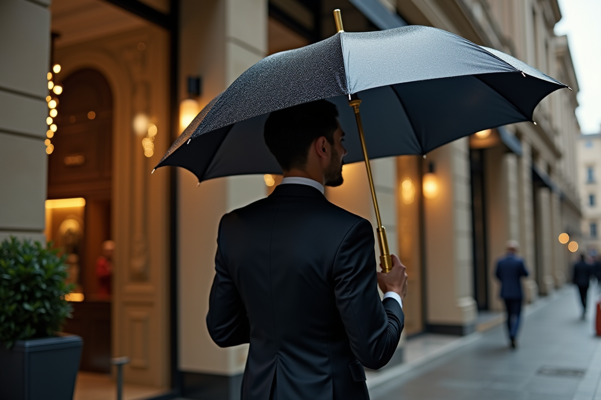 Personne élégante avec un parapluie luxe en ville